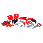 Veľký stolík s rôznim náradím čierno-červený